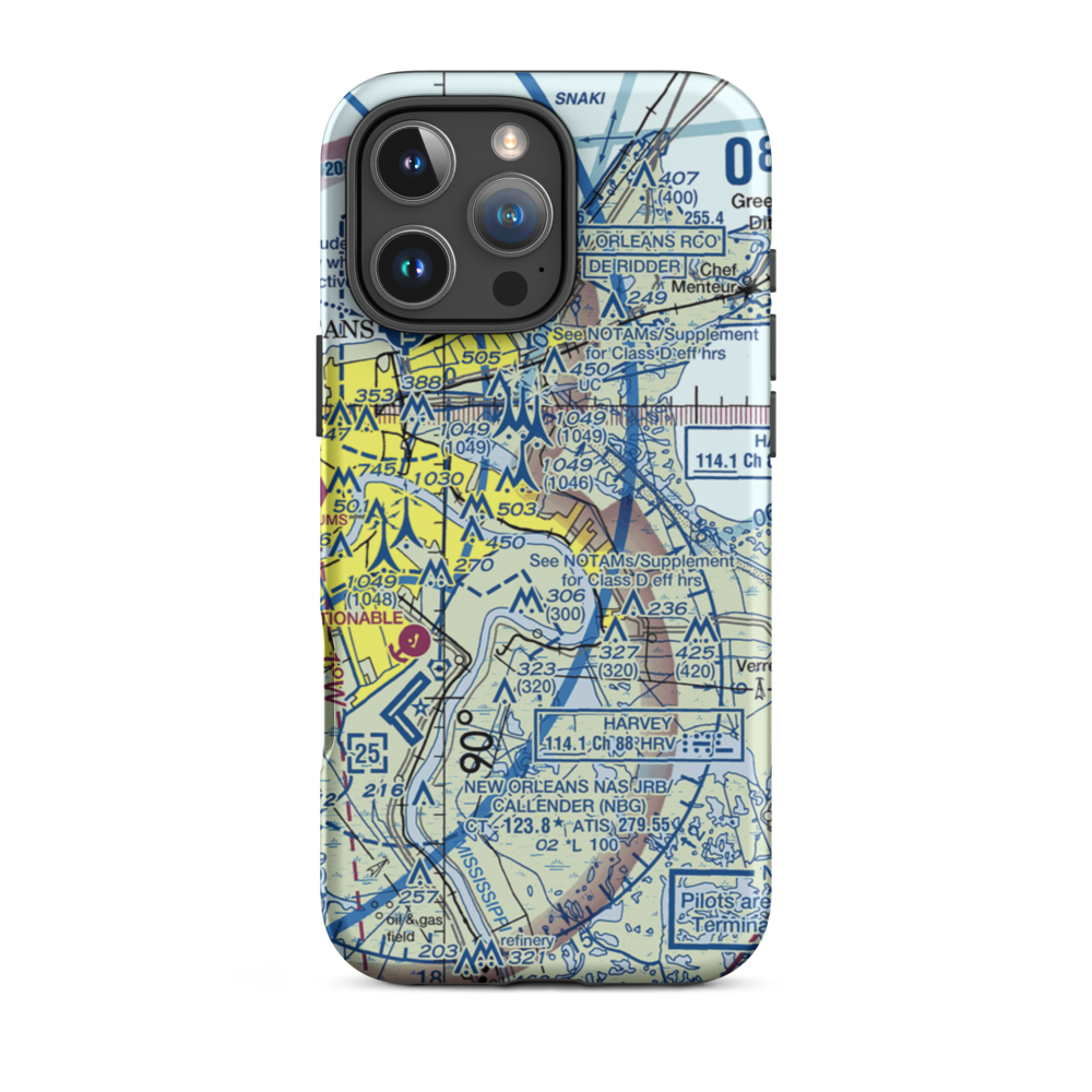 Fisher's Field (82LA) VFR Sectional  Tough iPhone Case iPhone 16 Pro Max model shown