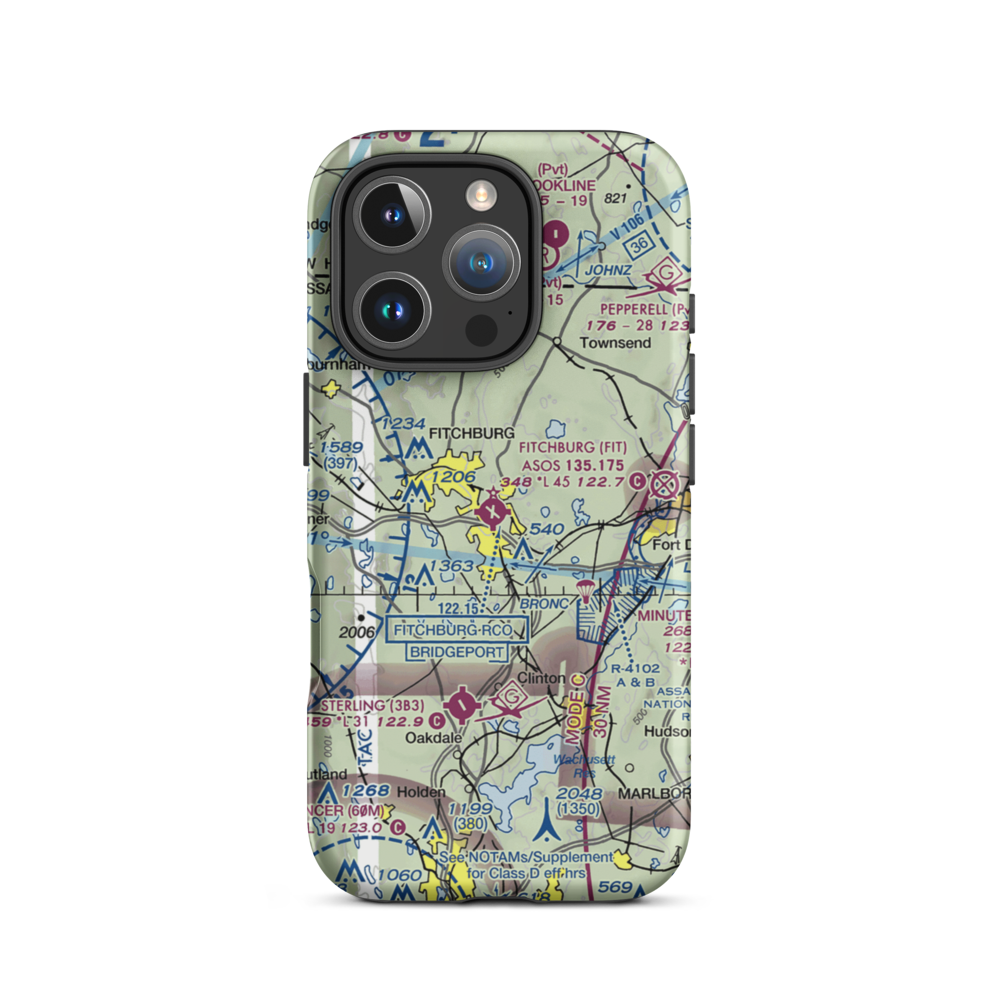Fitchburg Municipal Airport (FIT) VFR Sectional  Tough iPhone Case iPhone 16 Pro model shown