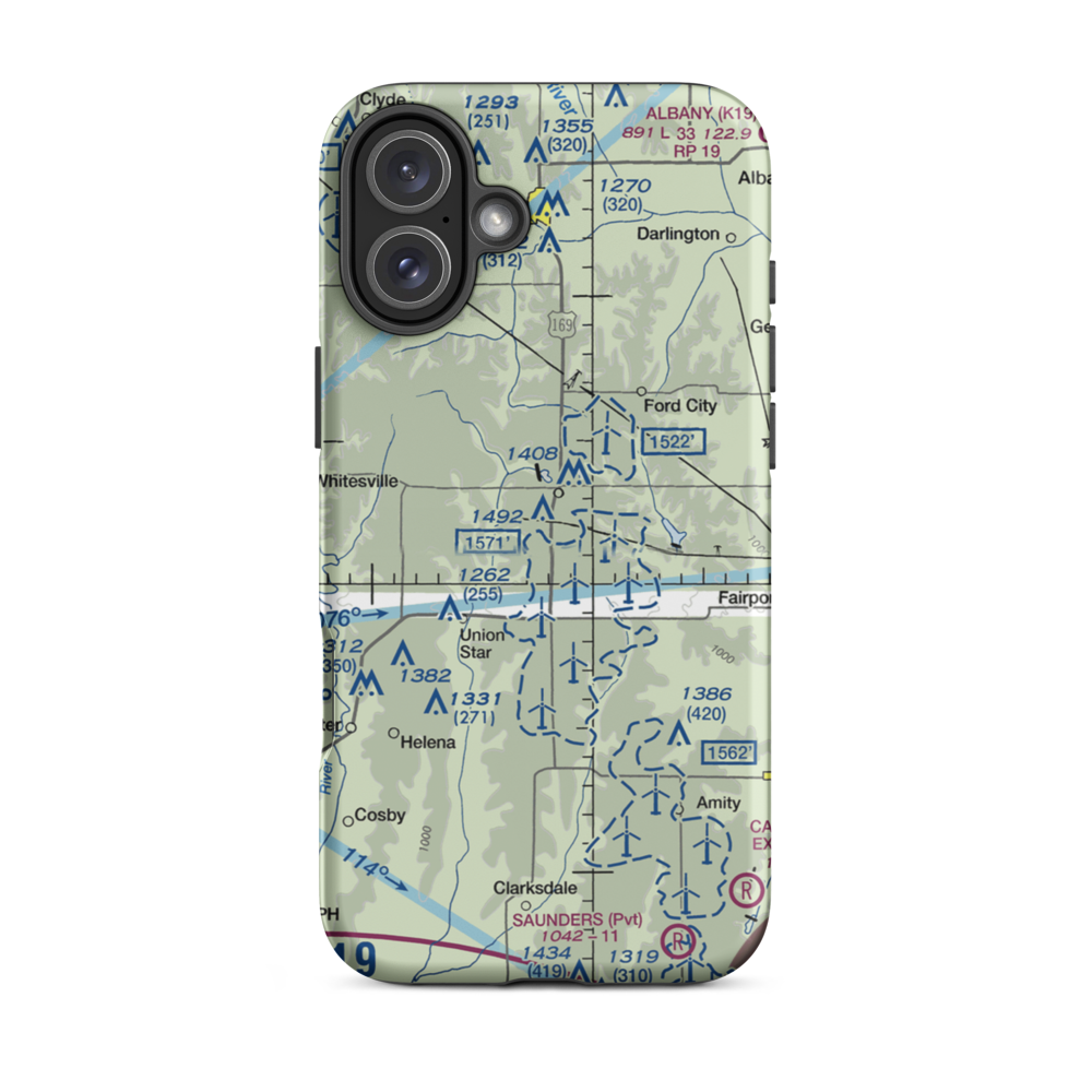 Fizzle Ridge Airport (3MO8) VFR Sectional  Tough iPhone Case iPhone 16 Plus model shown