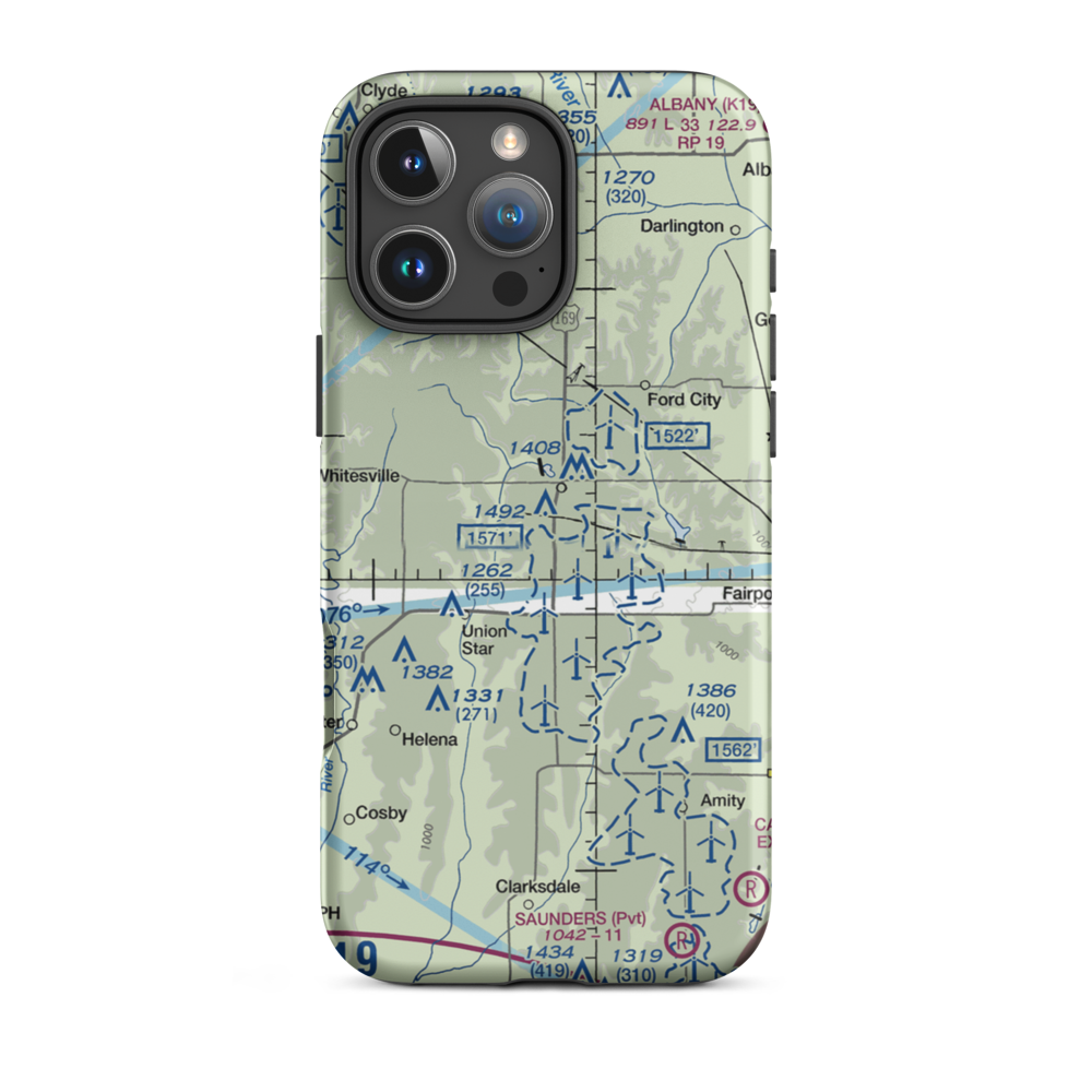 Fizzle Ridge Airport (3MO8) VFR Sectional  Tough iPhone Case iPhone 16 Pro Max model shown
