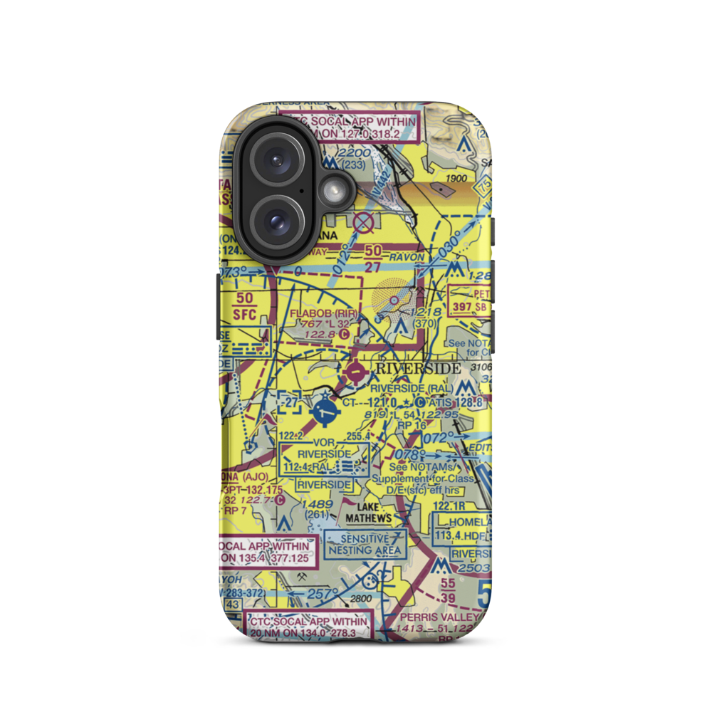 Flabob Airport (RIR) VFR Sectional  Tough iPhone Case iPhone 16 model shown