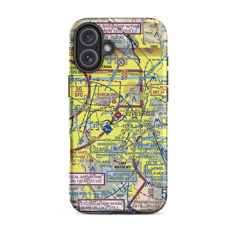 Flabob Airport (RIR) VFR Sectional  Tough iPhone Case iPhone 16 Plus model shown