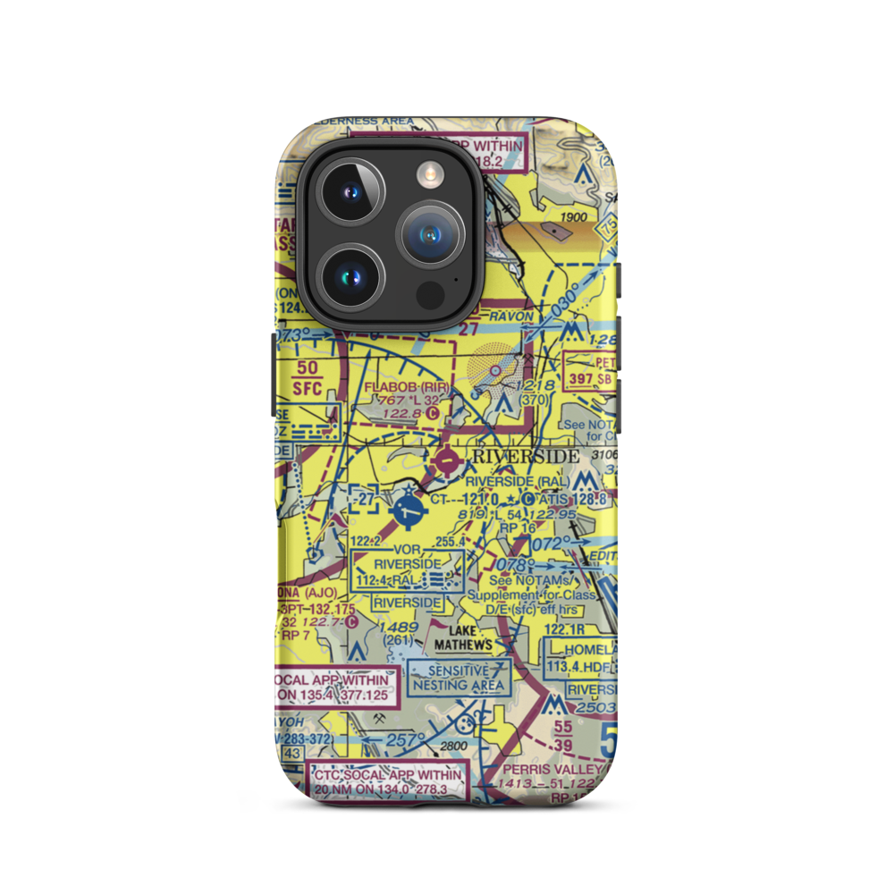 Flabob Airport (RIR) VFR Sectional  Tough iPhone Case iPhone 16 Pro model shown