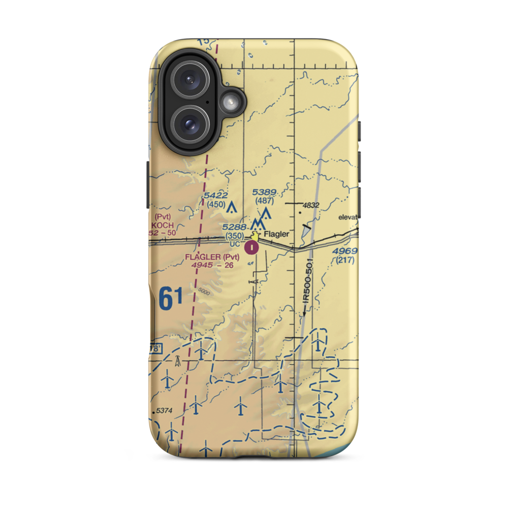 Flagler Aerial Spraying Inc Airport (CO00) VFR Sectional  Tough iPhone Case iPhone 16 Plus model shown