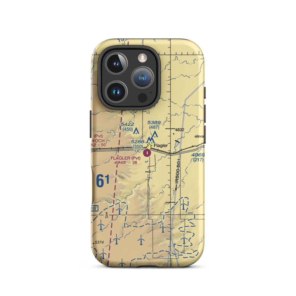 Flagler Aerial Spraying Inc Airport (CO00) VFR Sectional  Tough iPhone Case iPhone 16 Pro model shown