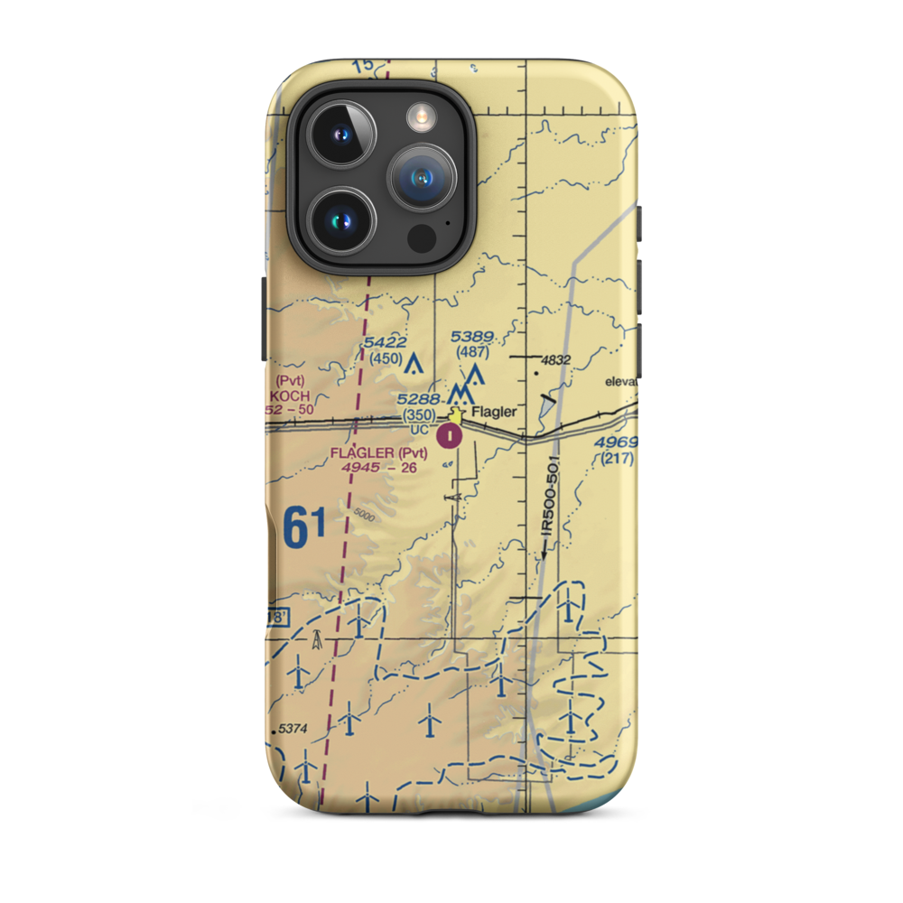 Flagler Aerial Spraying Inc Airport (CO00) VFR Sectional  Tough iPhone Case iPhone 16 Pro Max model shown