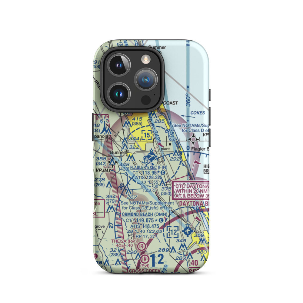 Flagler Executive Airport (FIN) VFR Sectional  Tough iPhone Case iPhone 16 Pro model shown