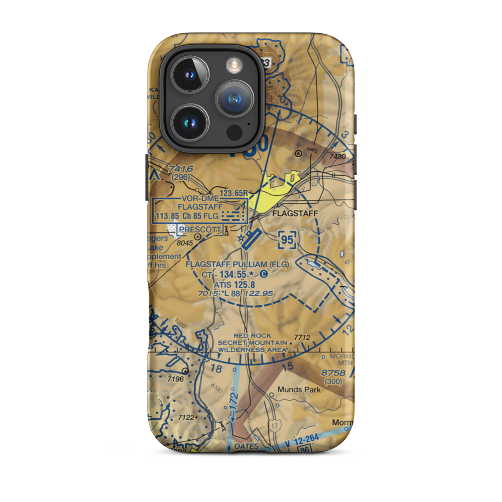 Flagstaff Pulliam Airport (FLG) VFR Sectional  Tough iPhone Case iPhone 16 Pro Max model shown