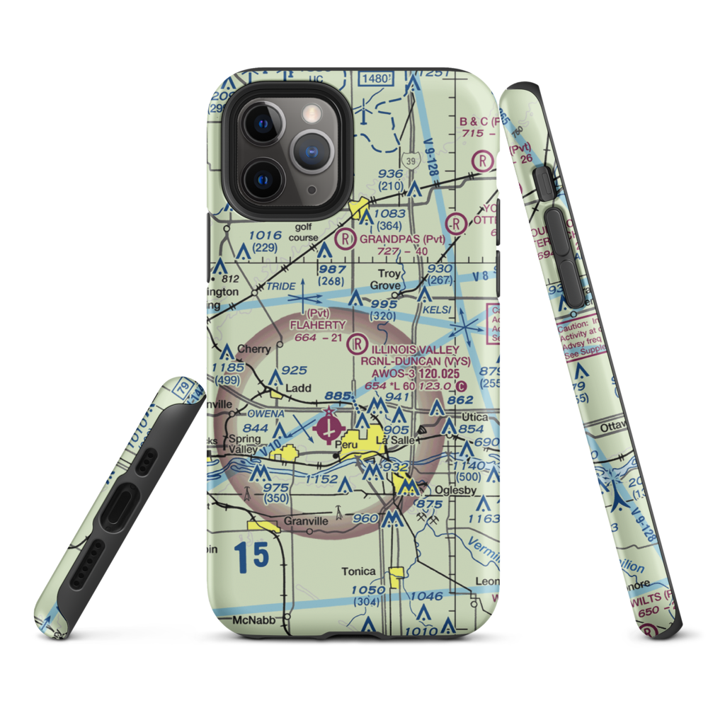 Flaherty Field (0LL4) VFR Sectional  Tough iPhone Case iPhone 11 Pro model shown