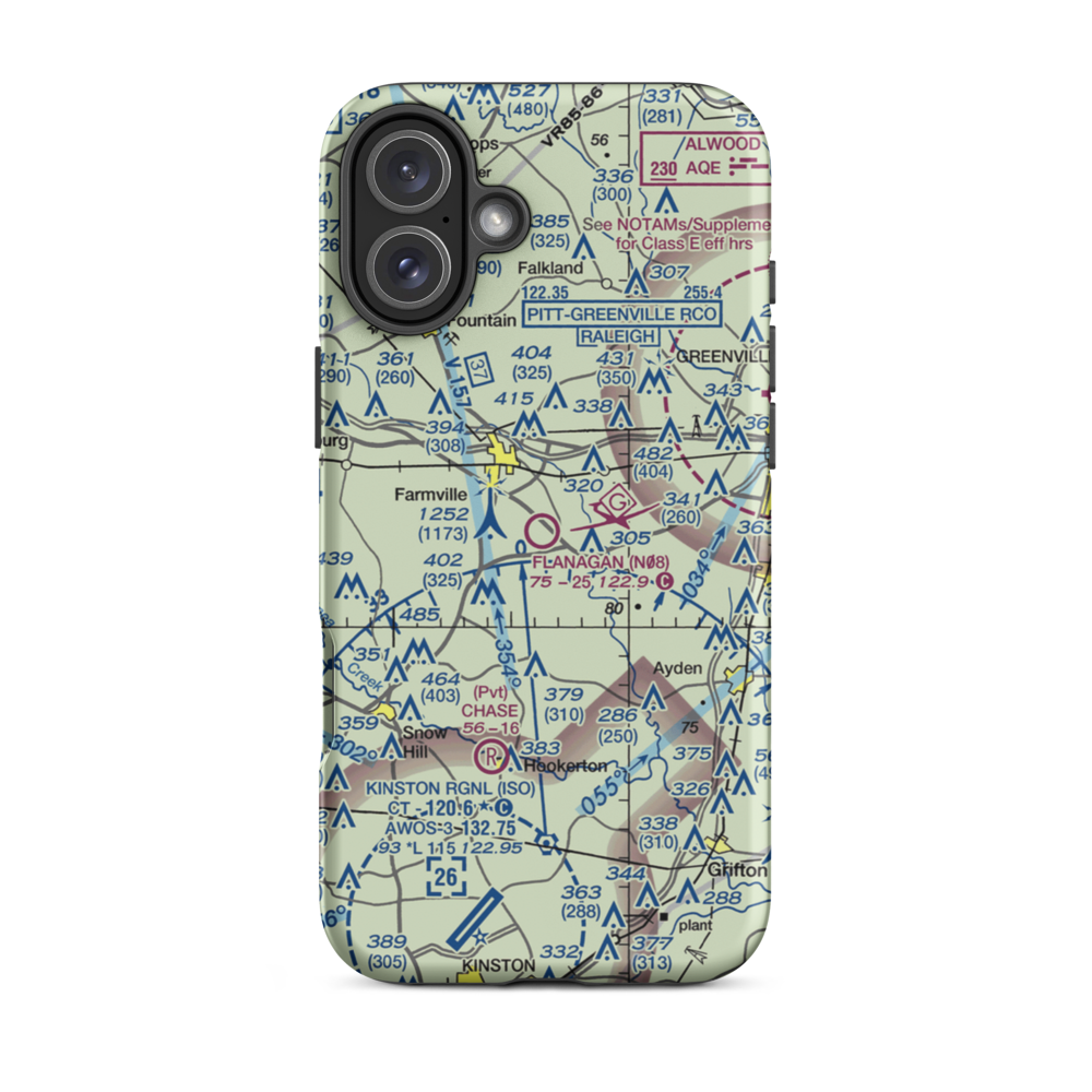 Flanagan Field (N08) VFR Sectional  Tough iPhone Case iPhone 16 Plus model shown