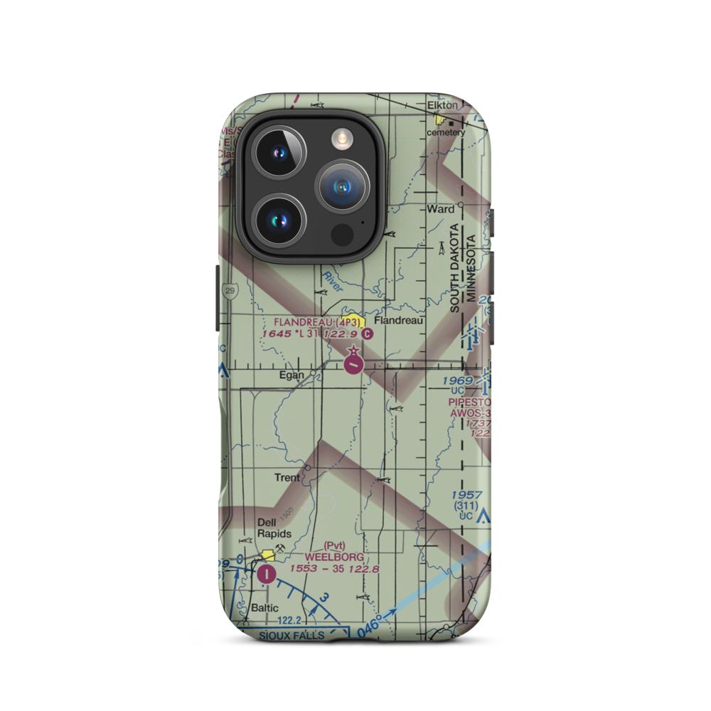 Flandreau Municipal Airport (4P3) VFR Sectional  Tough iPhone Case iPhone 16 Pro model shown