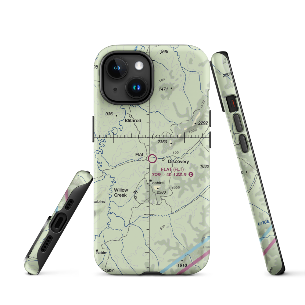Flat Airport (FLT) VFR Sectional  Tough iPhone Case iPhone 15 model shown