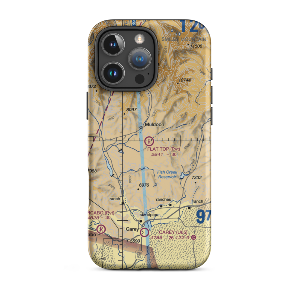 Flat Top Airstrip (10ID) VFR Sectional  Tough iPhone Case iPhone 16 Pro Max model shown
