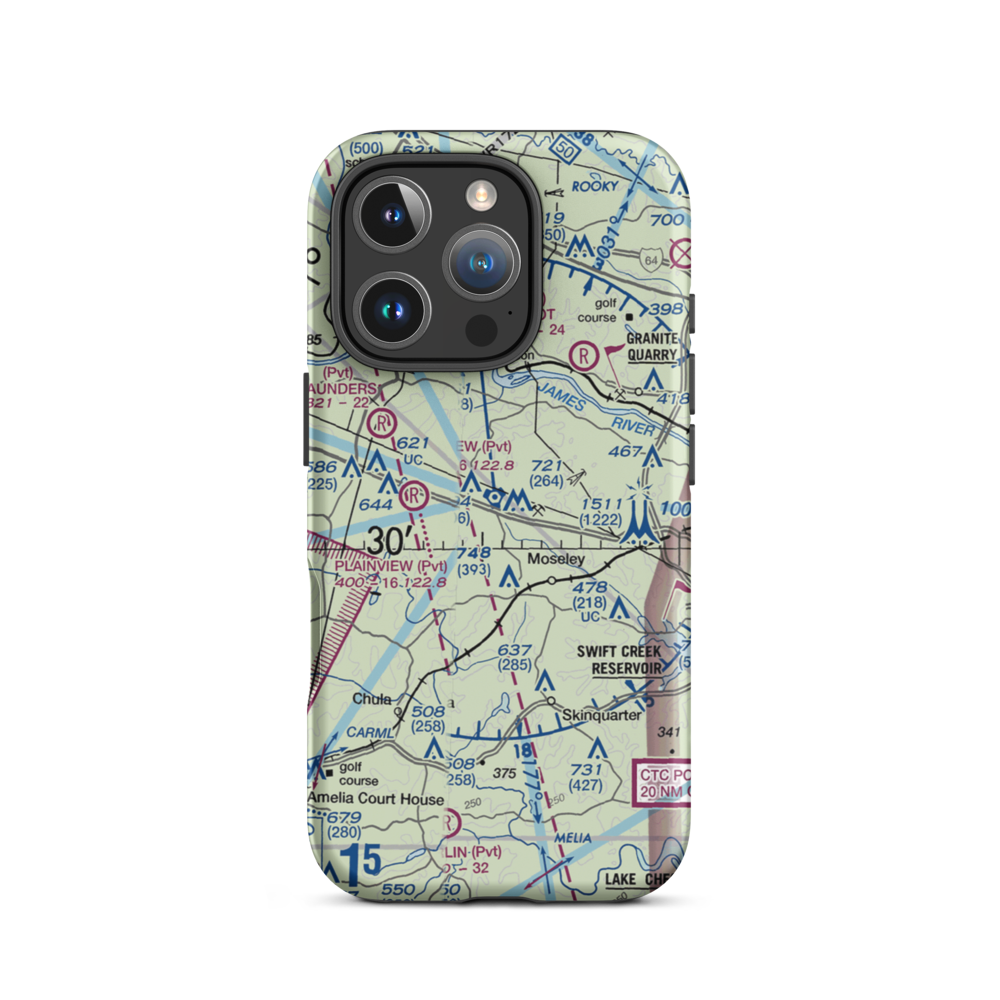 Flatrock Air Strip (0VA7) VFR Sectional  Tough iPhone Case iPhone 16 Pro model shown