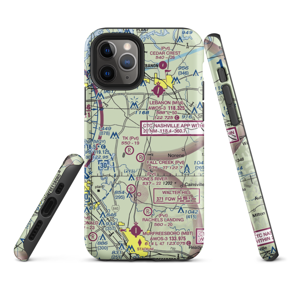 Flatwood Field (10TN) VFR Sectional  Tough iPhone Case iPhone 11 Pro model shown