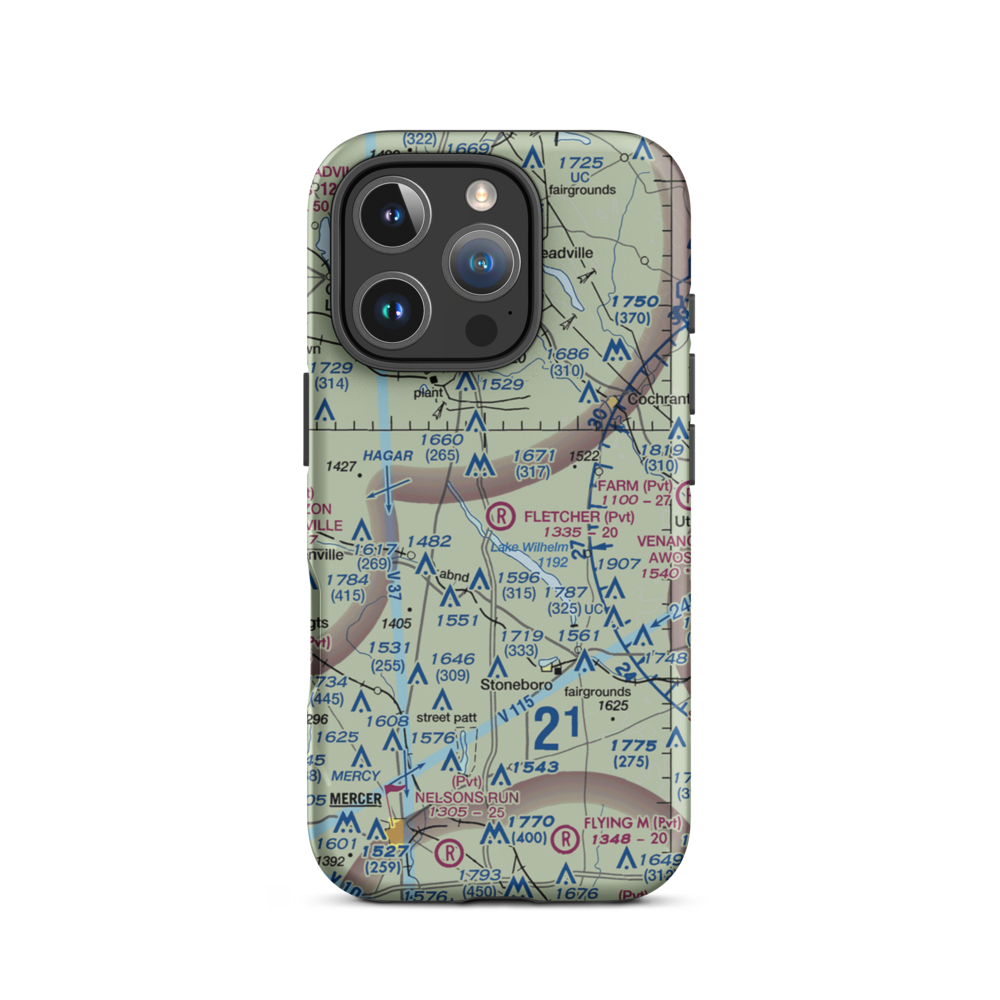Fletcher Airport (0PN0) VFR Sectional  Tough iPhone Case iPhone 16 Pro model shown
