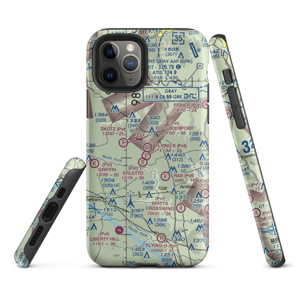 Flf Gliderport (TX23) VFR Sectional  Tough iPhone Case iPhone 11 Pro model shown