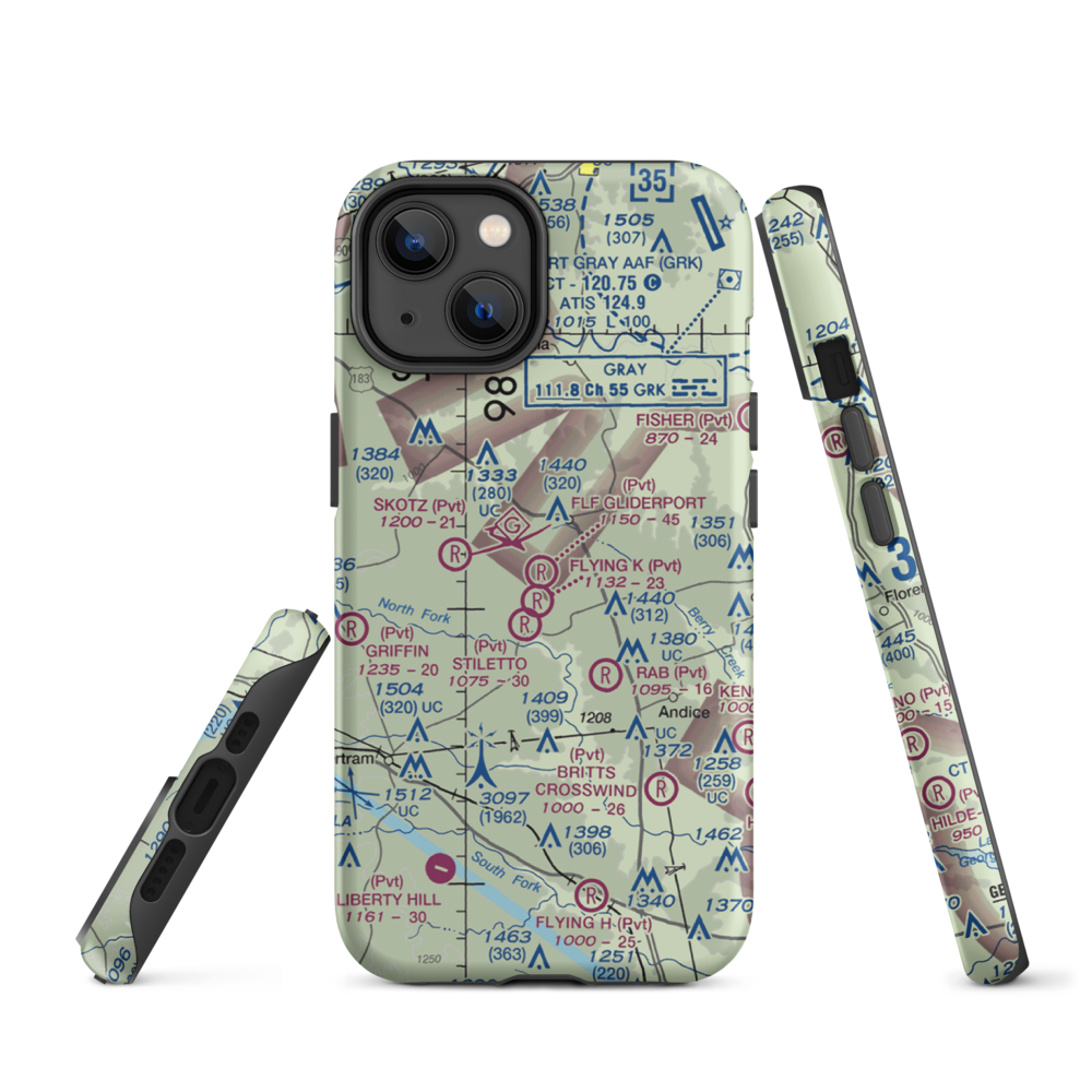Flf Gliderport (TX23) VFR Sectional  Tough iPhone Case iPhone 14 model shown