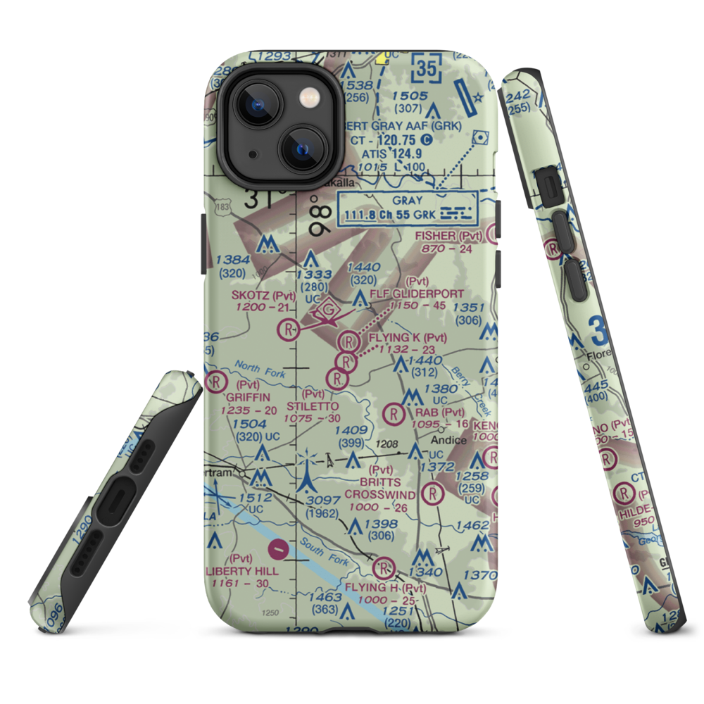Flf Gliderport (TX23) VFR Sectional  Tough iPhone Case iPhone 14 Plus model shown