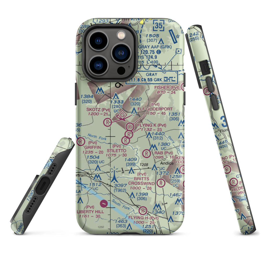 Flf Gliderport (TX23) VFR Sectional  Tough iPhone Case iPhone 14 Pro Max model shown