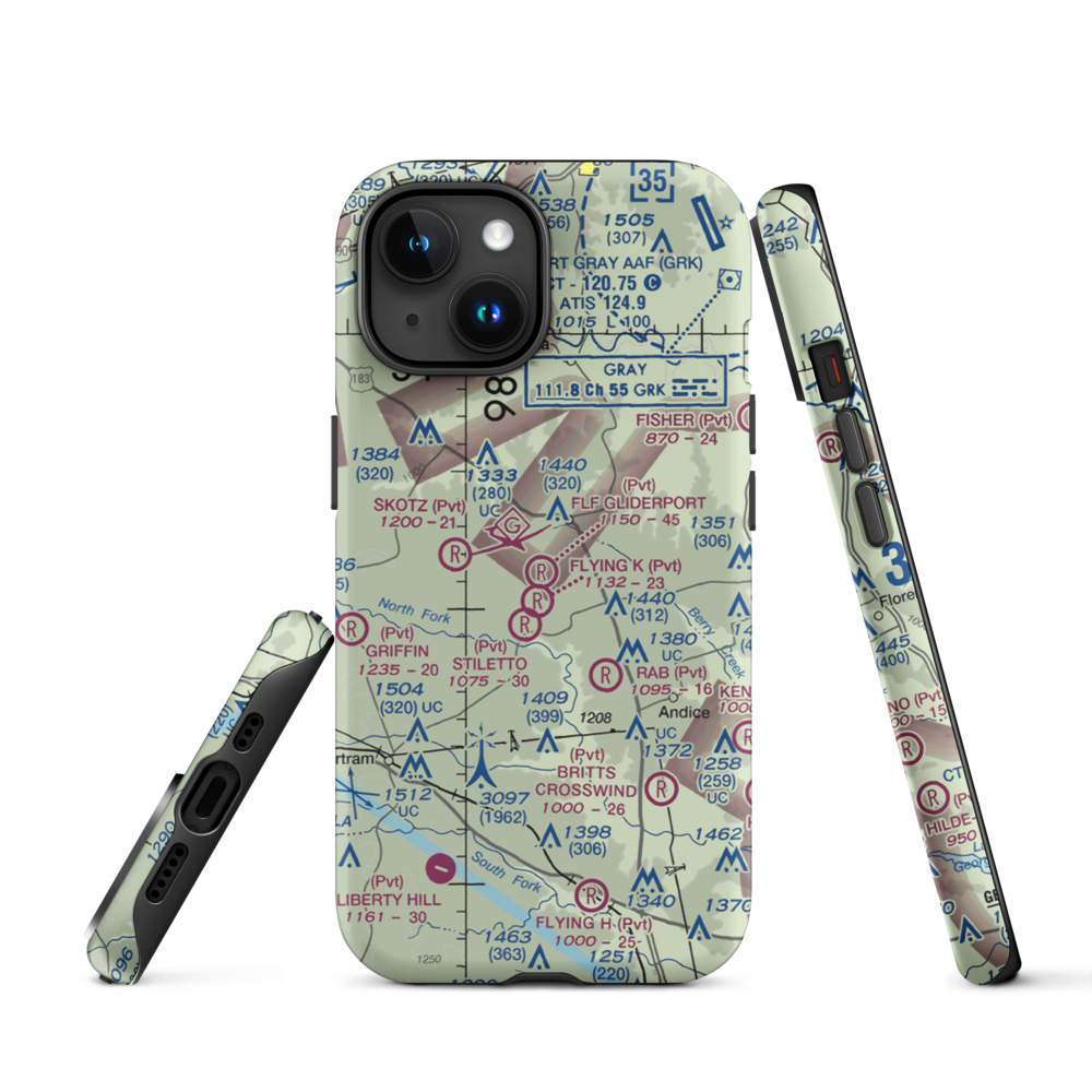 Flf Gliderport (TX23) VFR Sectional  Tough iPhone Case iPhone 15 model shown