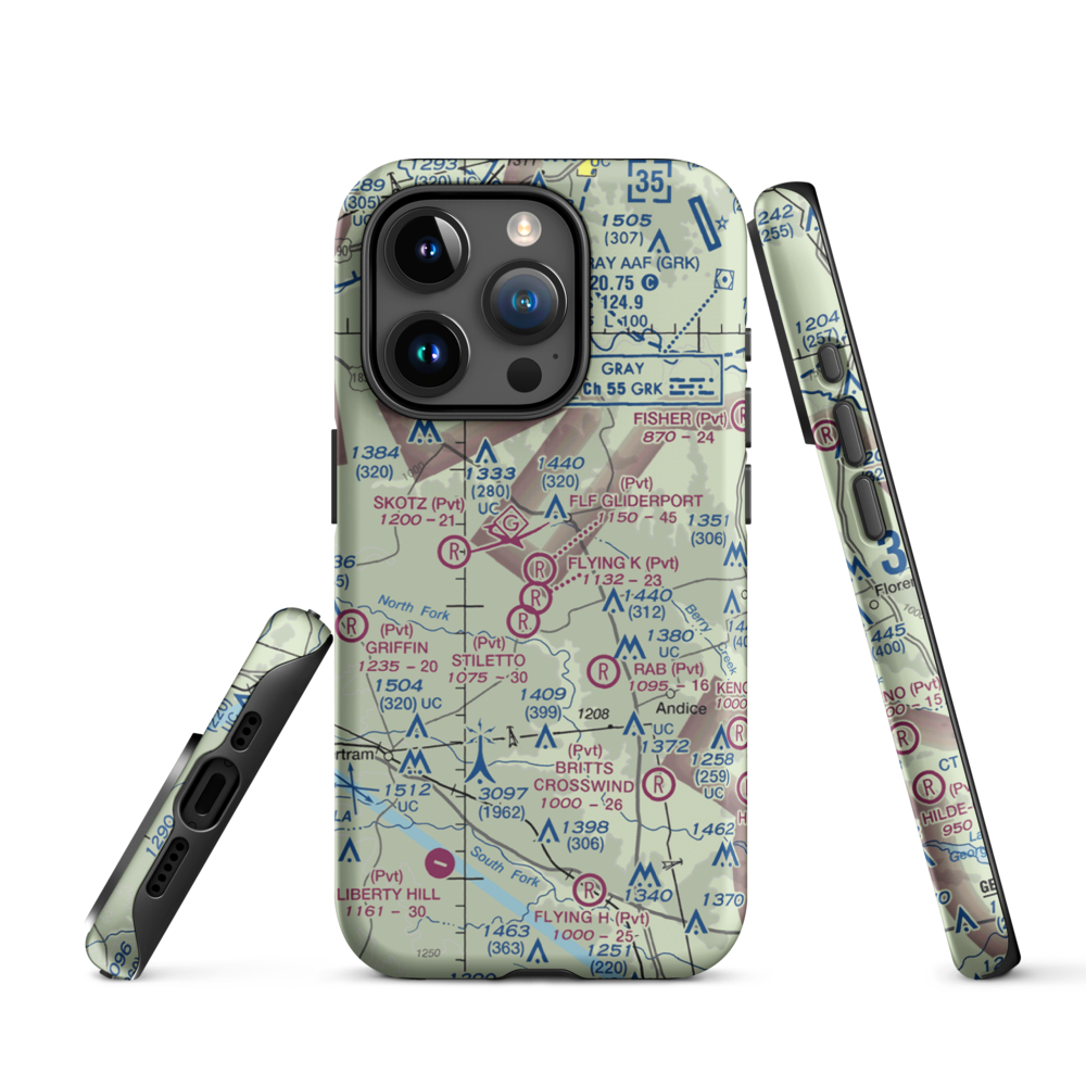 Flf Gliderport (TX23) VFR Sectional  Tough iPhone Case iPhone 15 Pro model shown