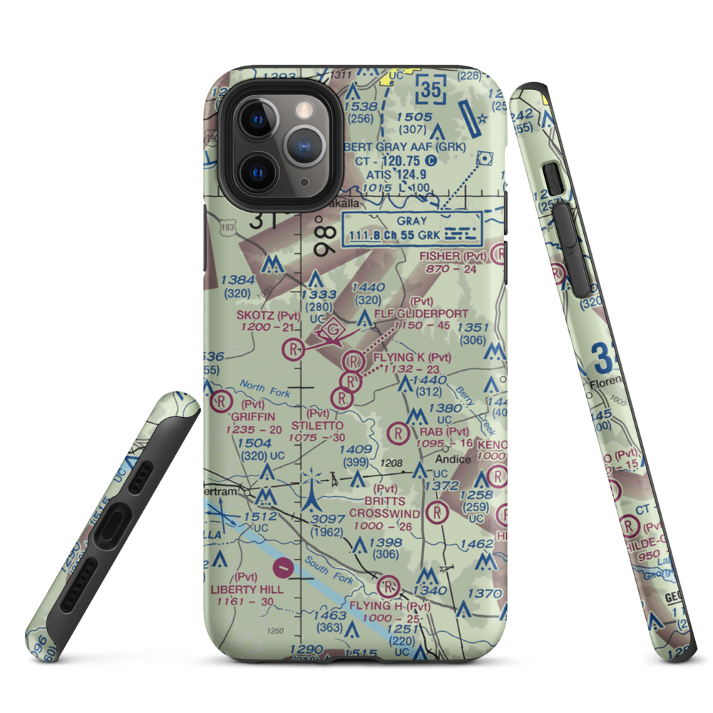 Flf Gliderport (TX23) VFR Sectional  Tough iPhone Case iPhone 11 Pro Max model shown