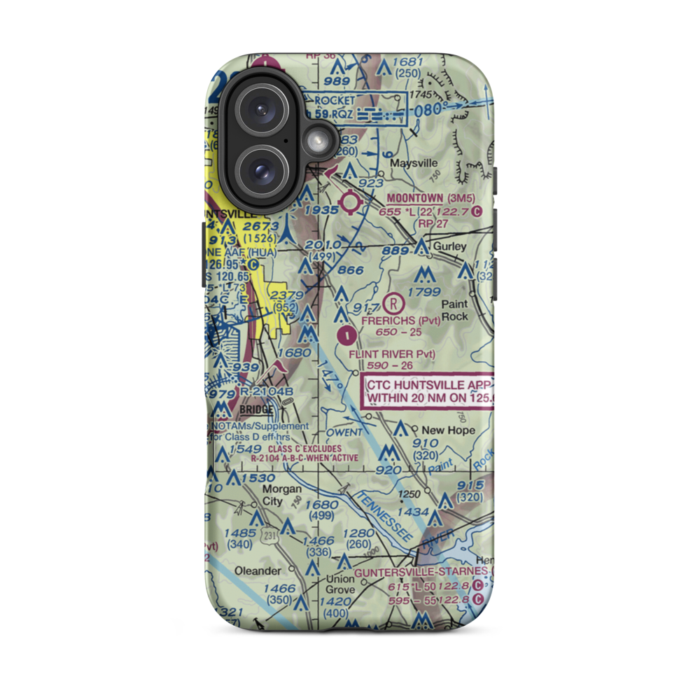 Flint River Ranch Airport (3AL8) VFR Sectional  Tough iPhone Case iPhone 16 Plus model shown