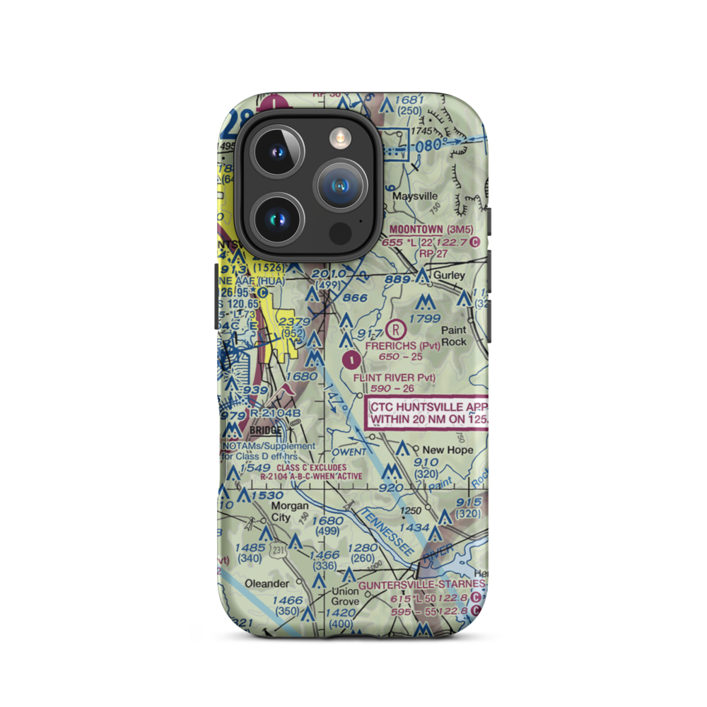Flint River Ranch Airport (3AL8) VFR Sectional  Tough iPhone Case iPhone 16 Pro model shown