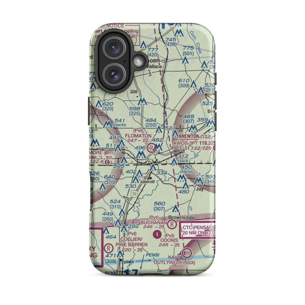 Flomaton Airport (0AL5) VFR Sectional  Tough iPhone Case iPhone 16 Plus model shown