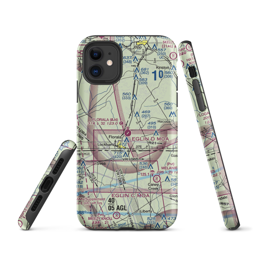 Florala Municipal Airport (0J4) VFR Sectional  Tough iPhone Case iPhone 11 model shown