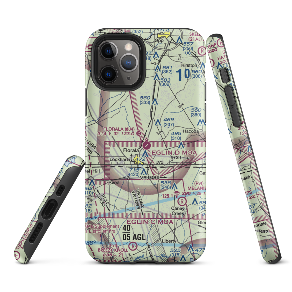 Florala Municipal Airport (0J4) VFR Sectional  Tough iPhone Case iPhone 11 Pro model shown