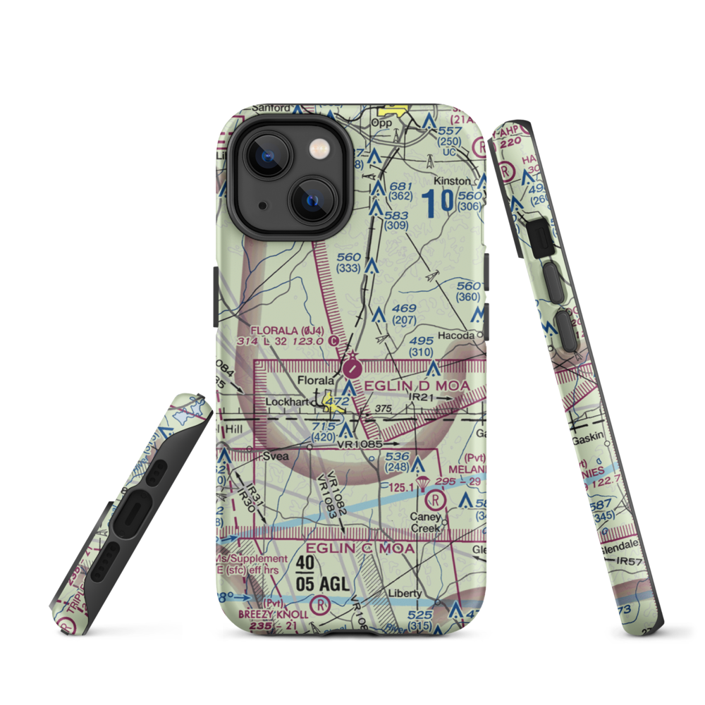 Florala Municipal Airport (0J4) VFR Sectional  Tough iPhone Case iPhone 14 model shown