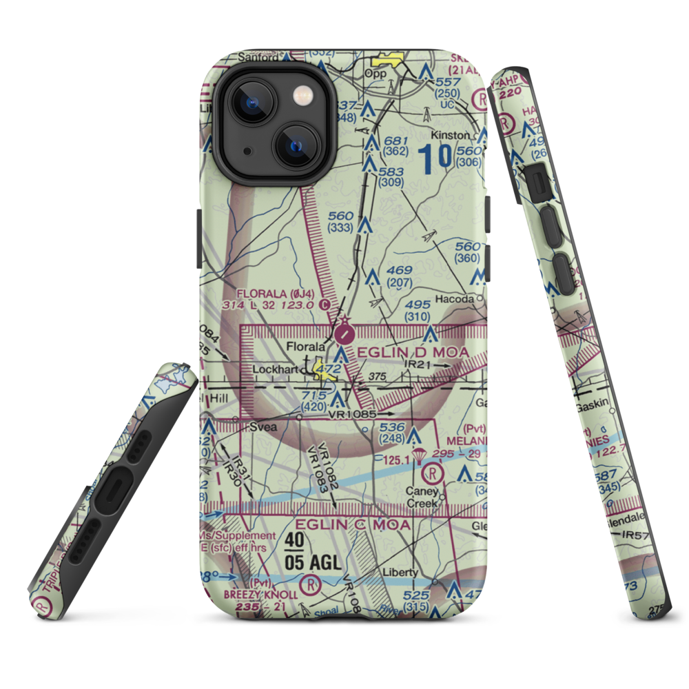 Florala Municipal Airport (0J4) VFR Sectional  Tough iPhone Case iPhone 14 Plus model shown
