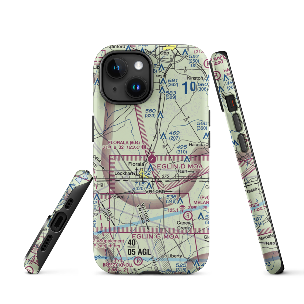 Florala Municipal Airport (0J4) VFR Sectional  Tough iPhone Case iPhone 15 model shown