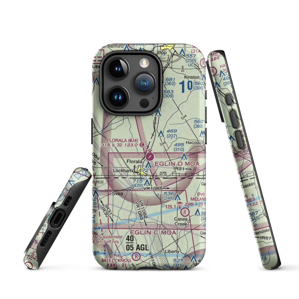 Florala Municipal Airport (0J4) VFR Sectional  Tough iPhone Case iPhone 15 Pro model shown