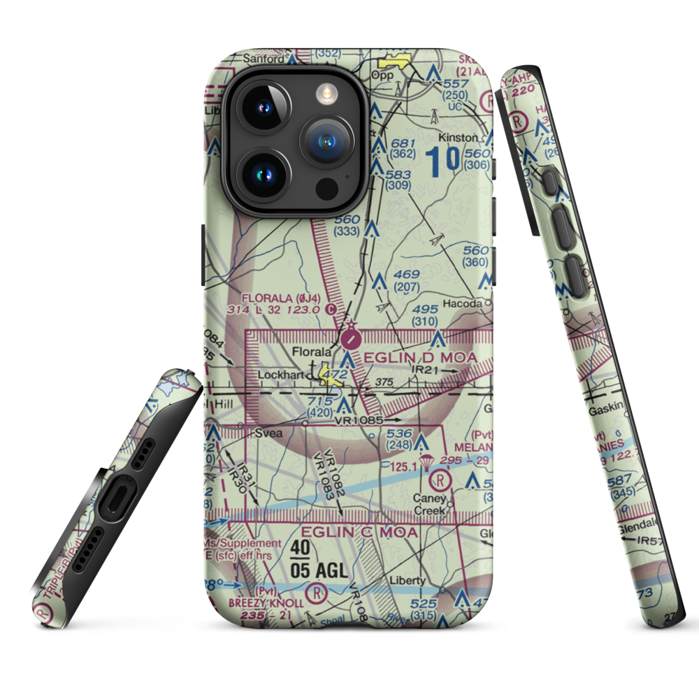 Florala Municipal Airport (0J4) VFR Sectional  Tough iPhone Case iPhone 15 Pro Max model shown