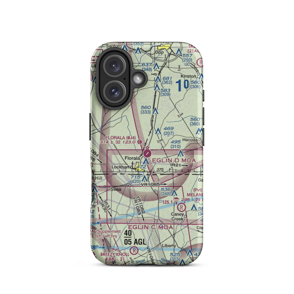 Florala Municipal Airport (0J4) VFR Sectional  Tough iPhone Case iPhone 16 model shown