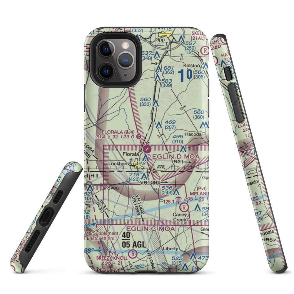 Florala Municipal Airport (0J4) VFR Sectional  Tough iPhone Case iPhone 11 Pro Max model shown