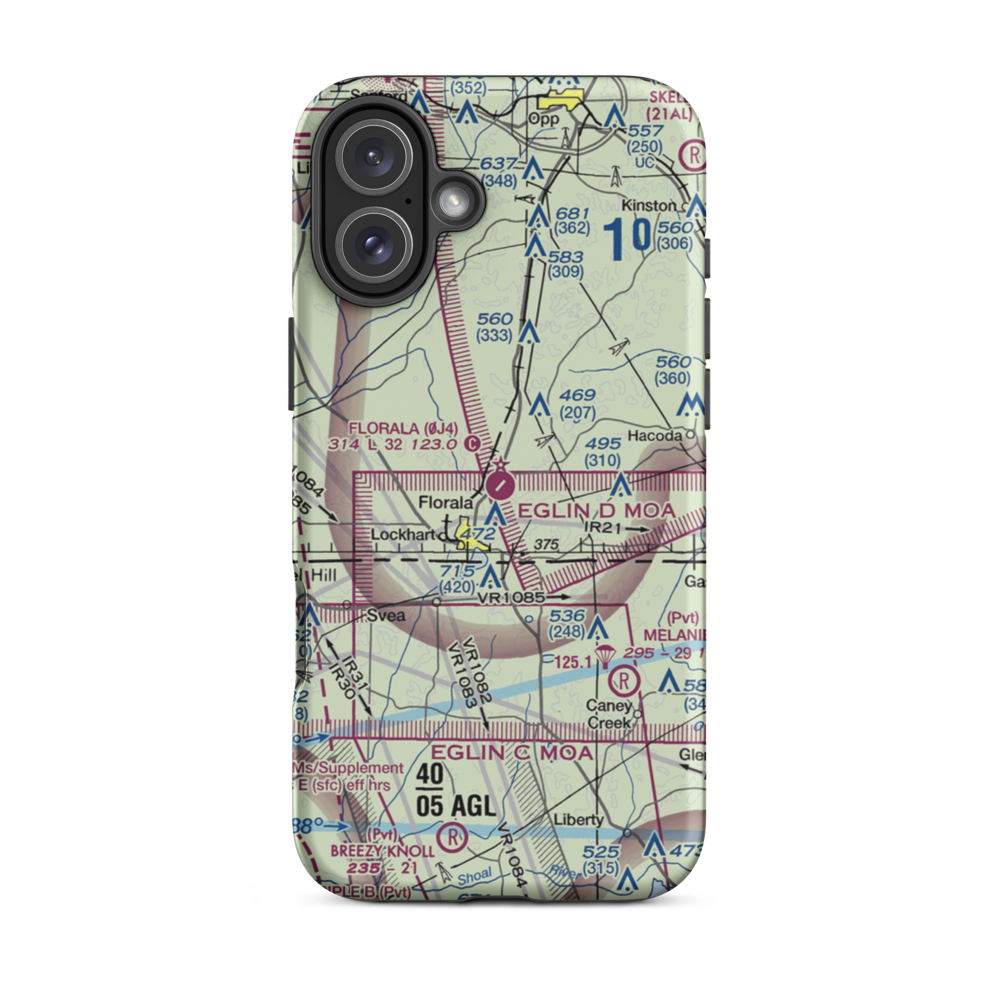 Florala Municipal Airport (0J4) VFR Sectional  Tough iPhone Case iPhone 16 Plus model shown