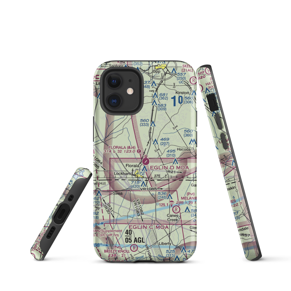 Florala Municipal Airport (0J4) VFR Sectional  Tough iPhone Case iPhone 12 mini model shown