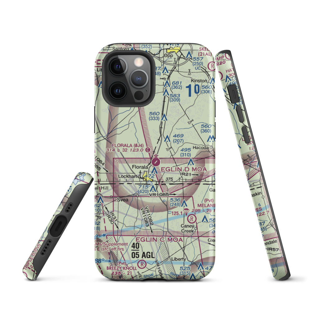 Florala Municipal Airport (0J4) VFR Sectional  Tough iPhone Case iPhone 12 Pro model shown