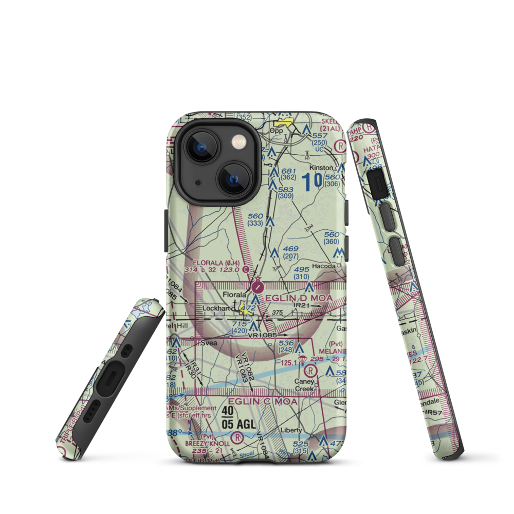 Florala Municipal Airport (0J4) VFR Sectional  Tough iPhone Case iPhone 13 mini model shown