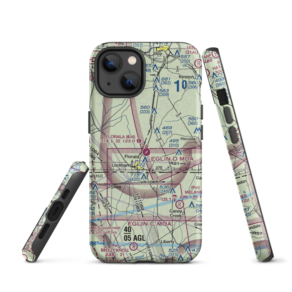 Florala Municipal Airport (0J4) VFR Sectional  Tough iPhone Case iPhone 13 model shown