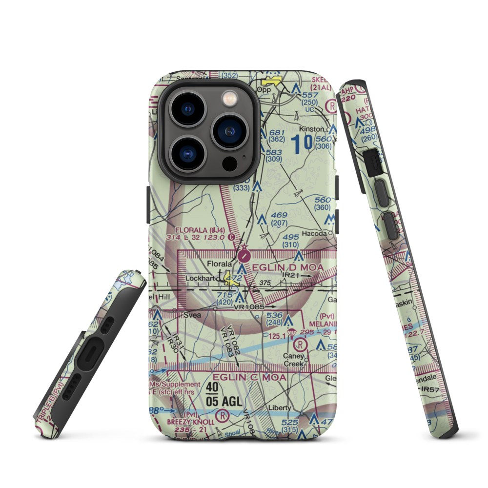 Florala Municipal Airport (0J4) VFR Sectional  Tough iPhone Case iPhone 13 Pro model shown