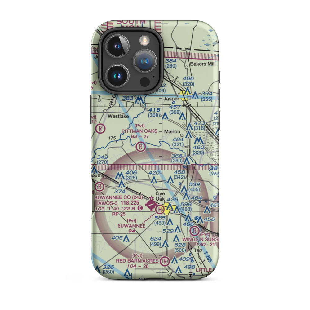 Florida Sheriffs Boys Ranch Airport (FL08) VFR Sectional  Tough iPhone Case iPhone 16 Pro Max model shown