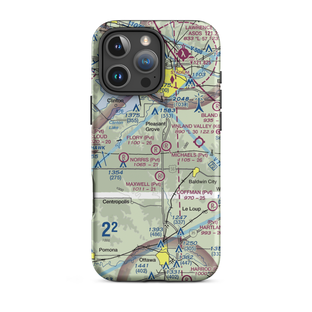 Flory /Private/ Airport (SN21) VFR Sectional  Tough iPhone Case iPhone 16 Pro Max model shown