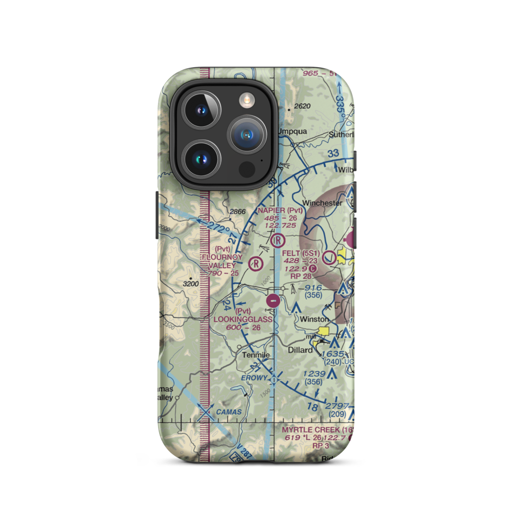 Flournoy Valley Airport (95OR) VFR Sectional  Tough iPhone Case iPhone 16 Pro model shown