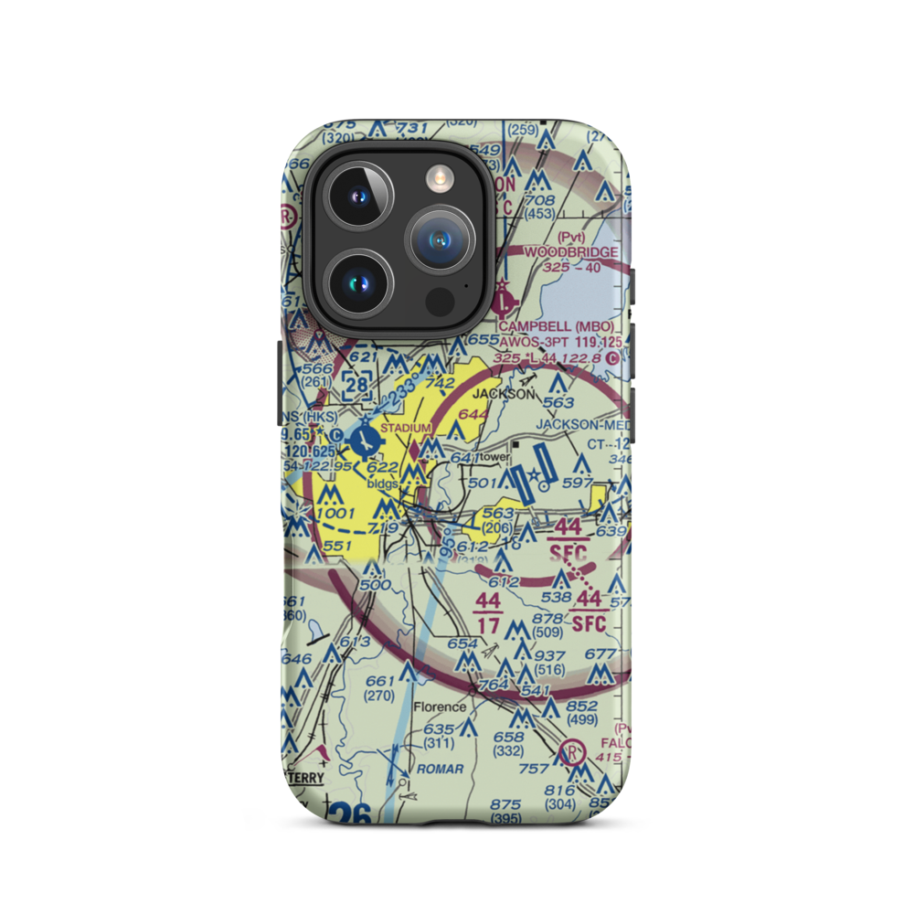 Flowood Industrial STOLport (MS90) VFR Sectional  Tough iPhone Case iPhone 16 Pro model shown