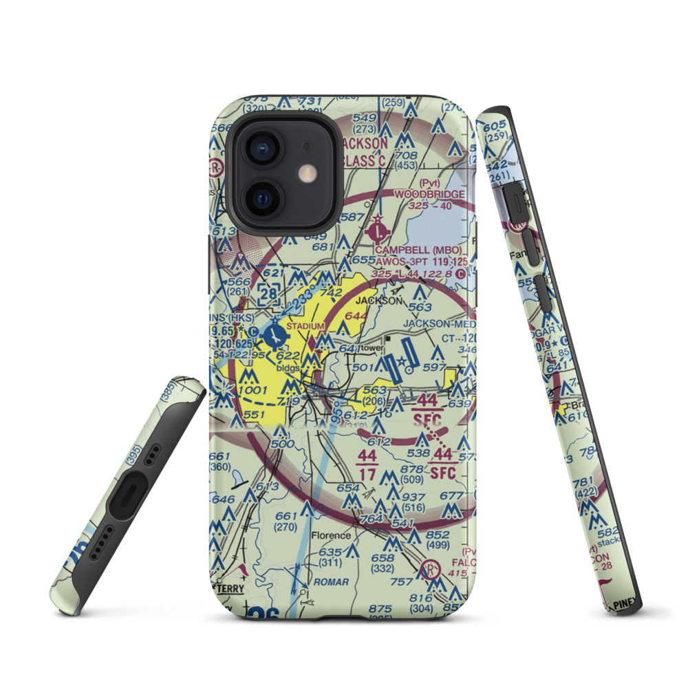 Flowood Industrial STOLport (MS90) VFR Sectional  Tough iPhone Case iPhone 12 model shown
